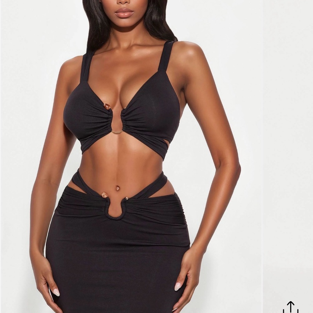 Fashion Nova Black Cut-Out Maxi Dress